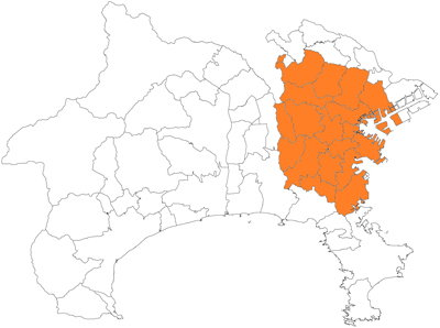 神奈川県横浜エリアの地図