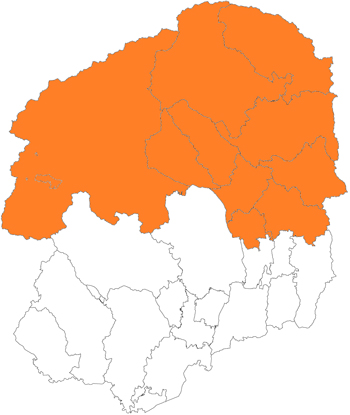 栃木県県北エリアの地図
